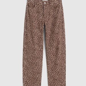 Madewell Darted Barrel-Leg Leopard Print Pants size 28